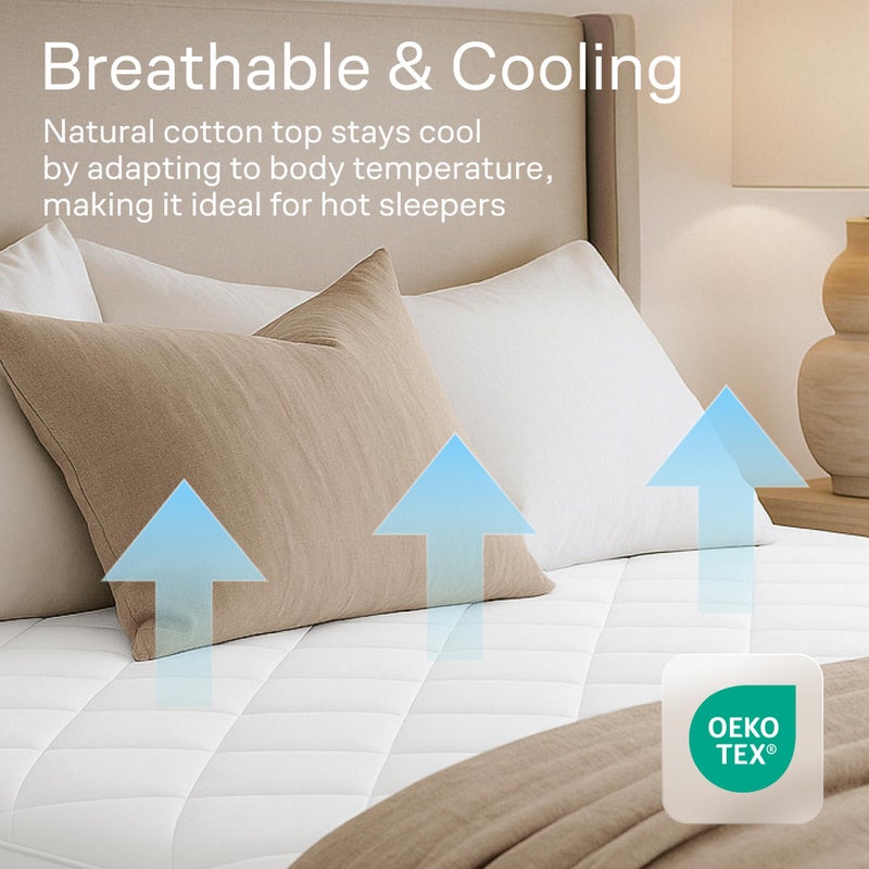 Niagara Sleep Solution Niagara Cotton Mattress Pad Queen 60x80 - Non Noisy Cooling Breathable Ultra Plush Absorbent Protector Extra Deep Fits 20 Inches Deep Mattress - Image 3